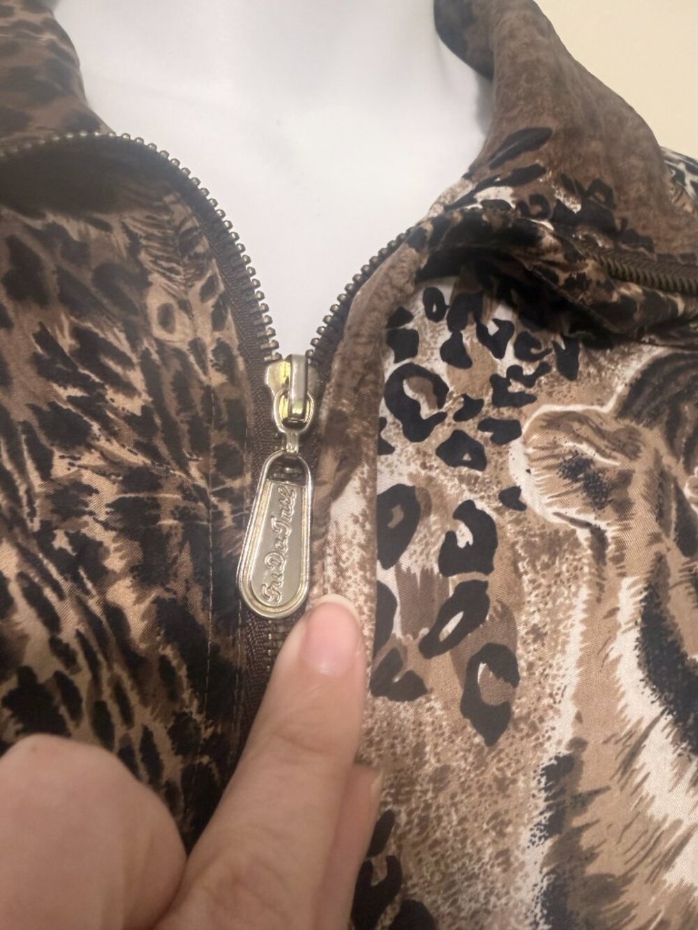 Vintage FU DA International Silk Animal Print Bomber Jacket L - Picture 6 of 11